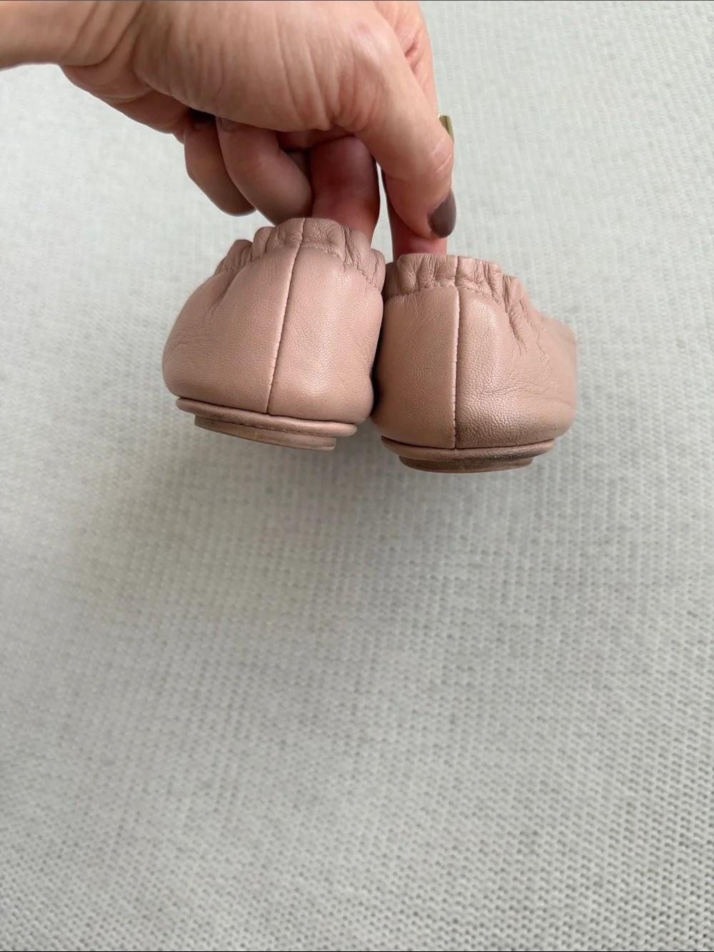 Tory Burch Leather Minnie Travel Ballet Flat Pink/Nude Size 8